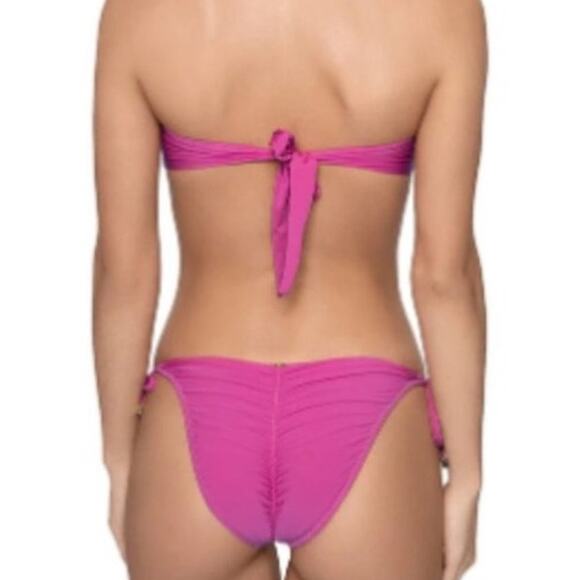 PQ Swim Pink Ruched Side Tie Bikini Bottom Sz L NWT - Picture 8 of 10